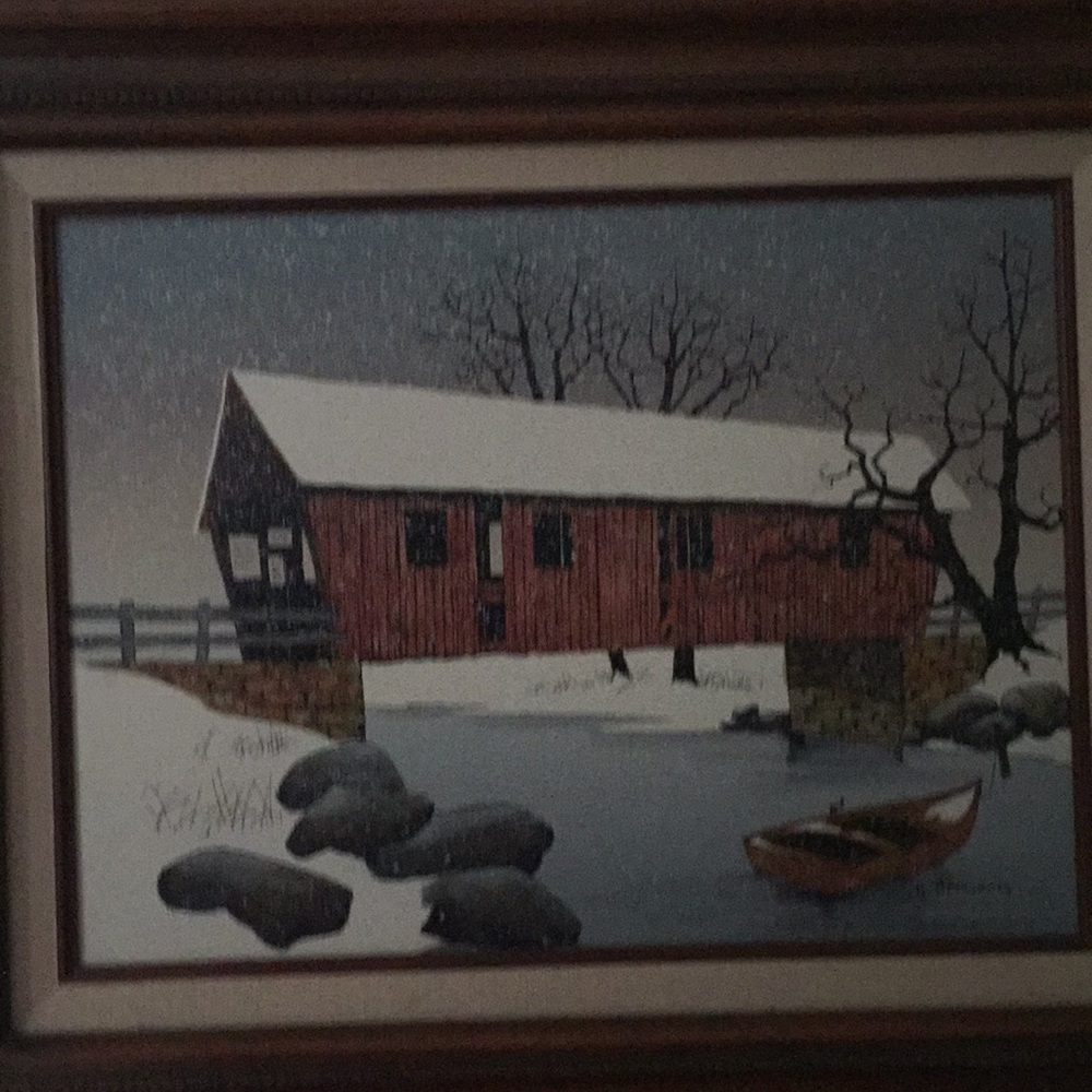 Overed bridge painting by Hargrove